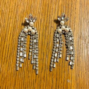 Stella & Dot Silver and White Crystal Earrings